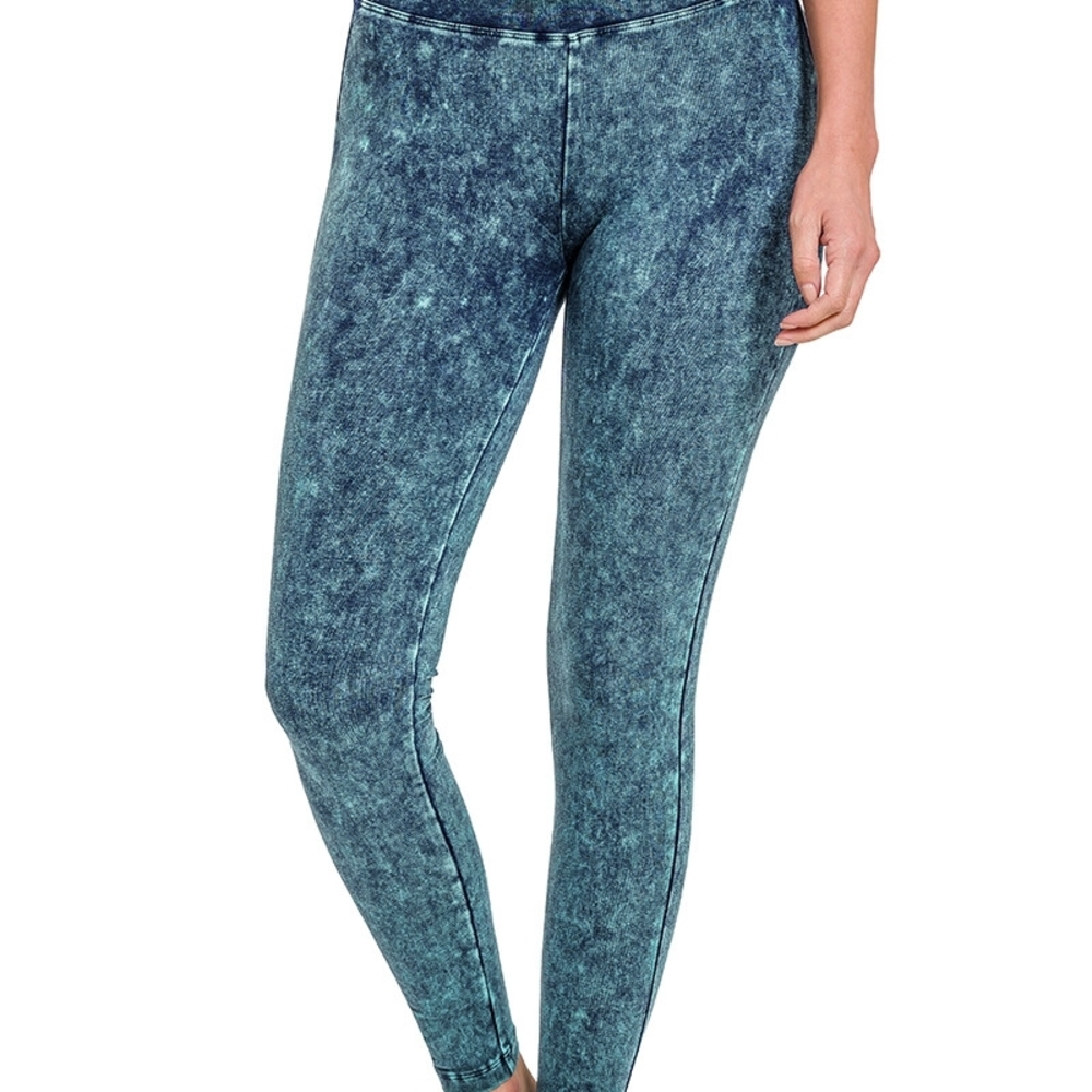 Zenana‎ Mineral Wash Wide Waistband Yoga Leggings